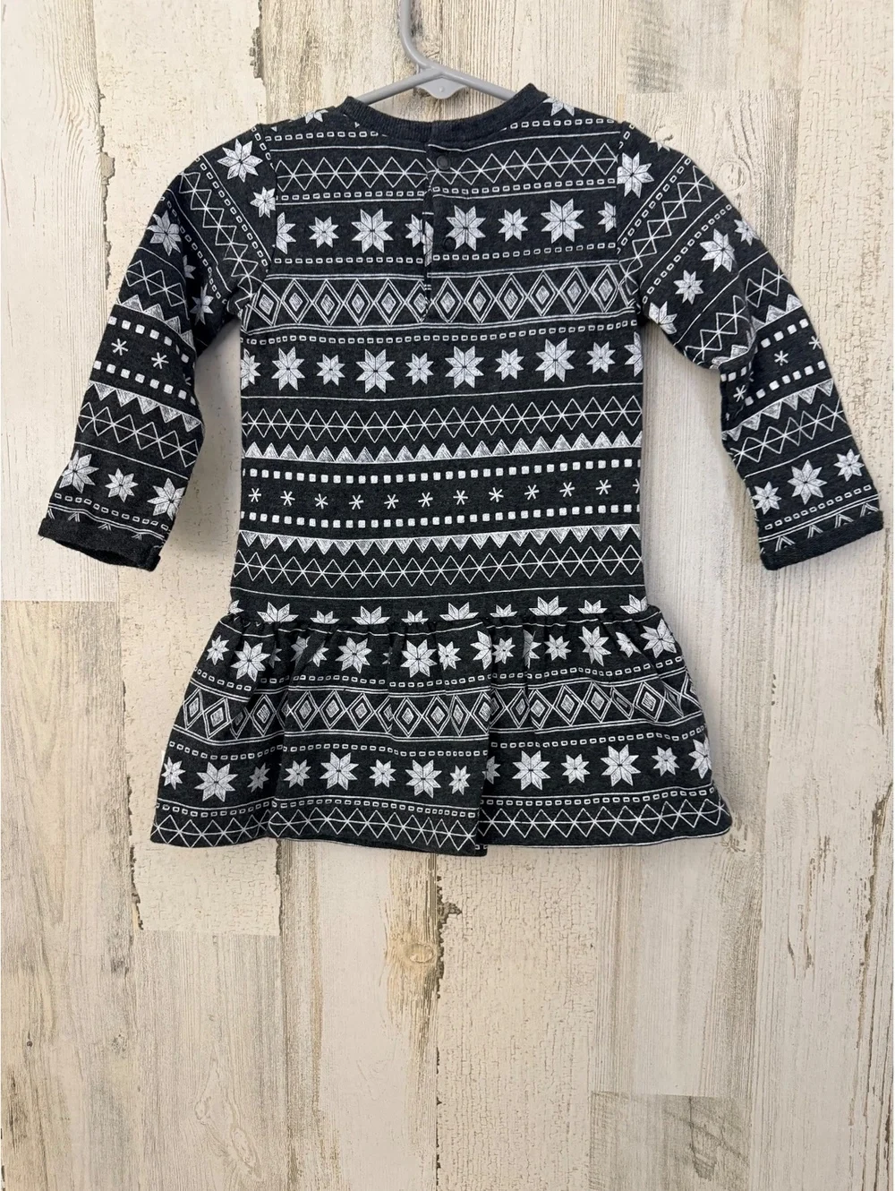 Petit Lem Girls 12M Fair Isle Snowflake Drop Waist Dress